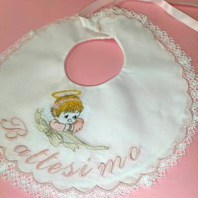 Baby girl baptism bib - 
