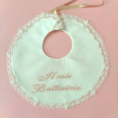 Baby girl baptism bib - 