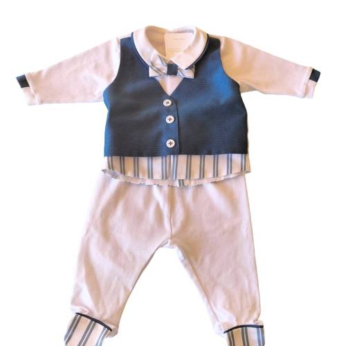 Housse en coton blanc et bleu clair pour nouveau-né 3 mois Minù - 