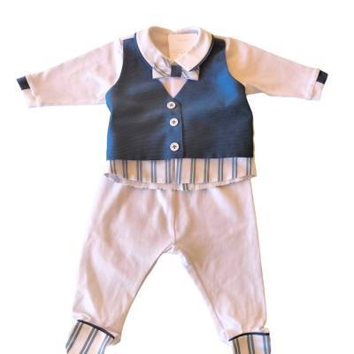 White and light blue newborn cotton cover 3 months Minù - 