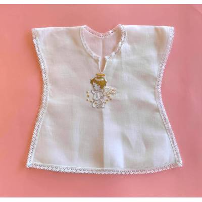 Girl's christening shirt linen white 3/6 months - 