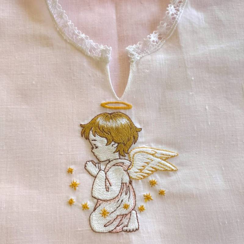 Chemise de baptême fille lin blanc 3/6 mois - 