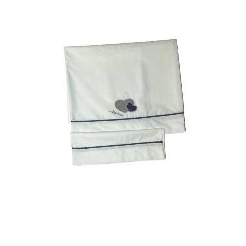 Folha Ninnaoh recém-nascido branco azul e cinzento corações -  2