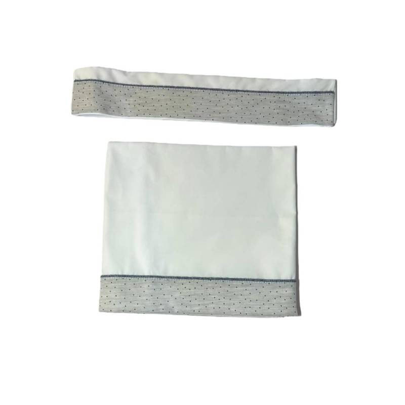 Drap nouveau-né blanc, bleu et gris - 