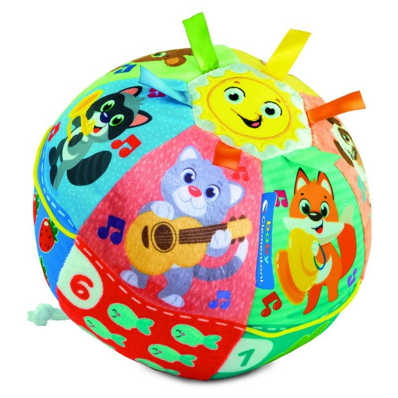 A bola do bebé toca e canta