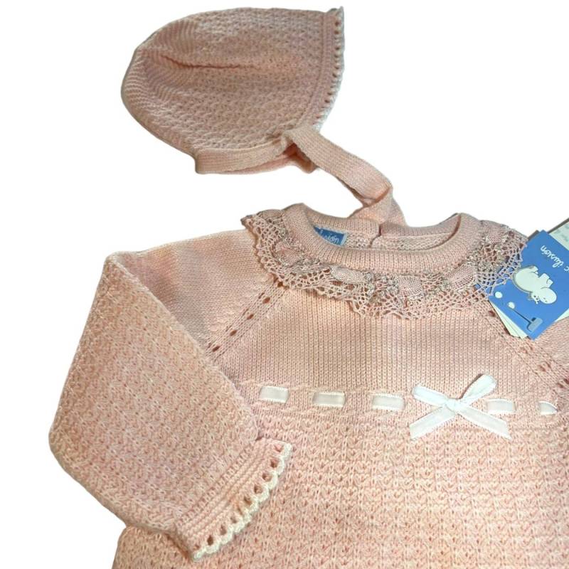 Couvre-chapeau pour nouveau-né en laine mélangée rose avec bonnet taille 1 mois - 