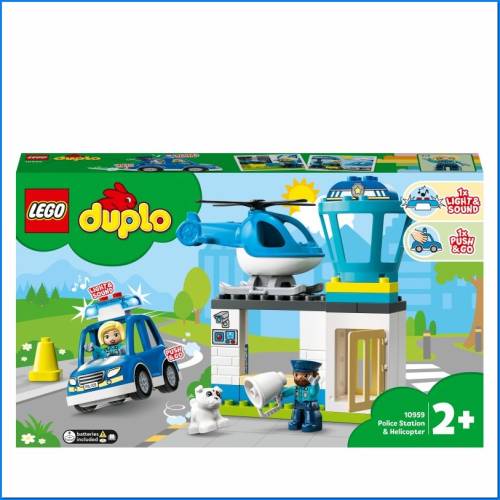 Comisaría de policía y helicóptero