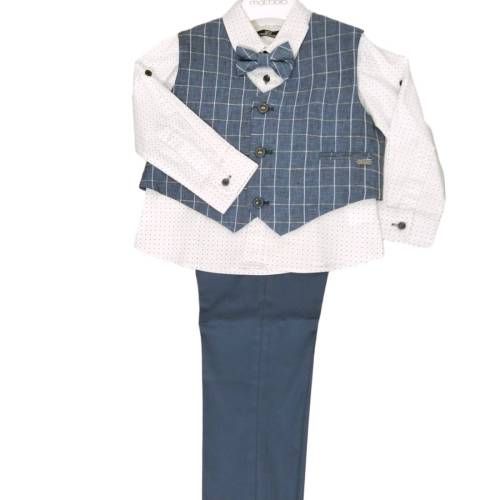 Completo elegante bambino battesimo cerimonia 24 mesi in cotone - 
