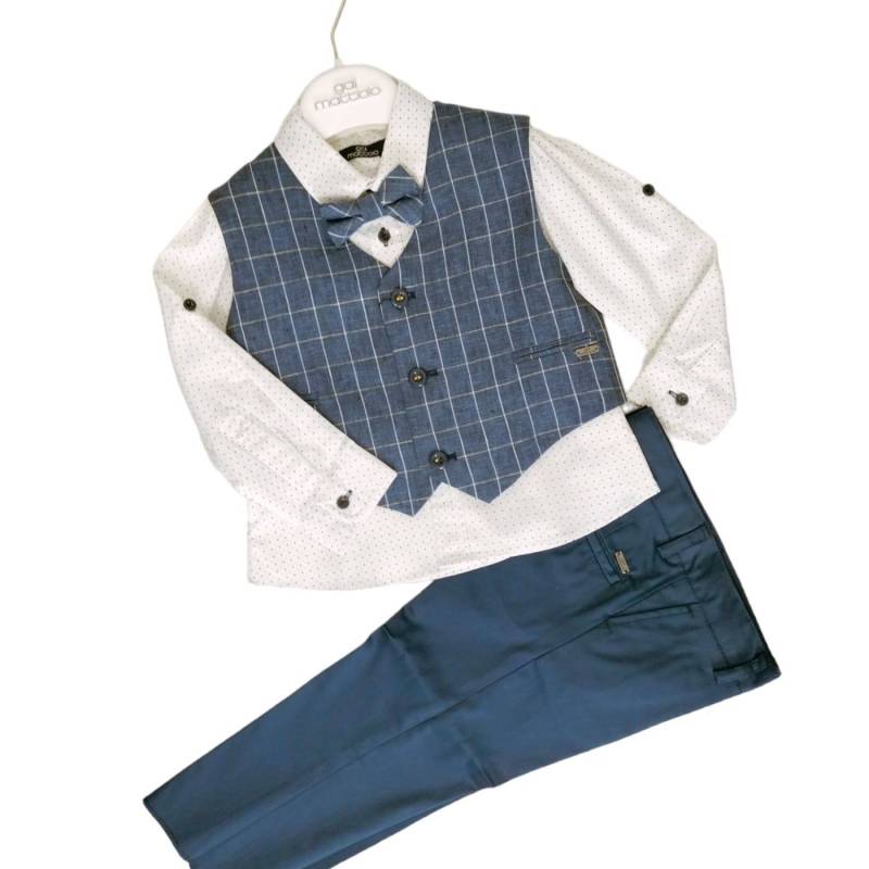 Elegante traje de ceremonia bebé battesimo 24 meses algodón - 