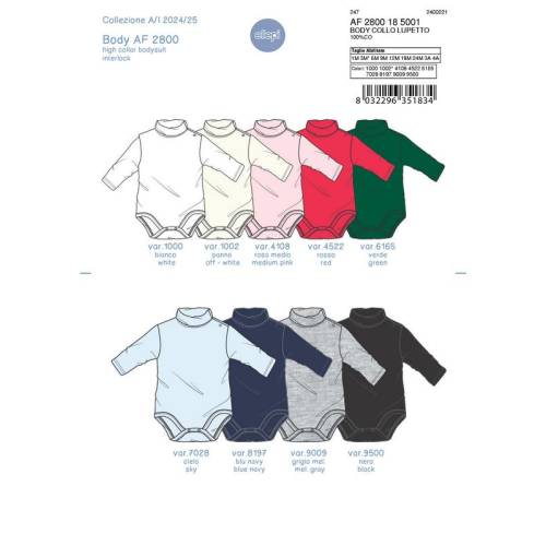 Tg.1m/3a Lupetto Bodysuit - Pcs. 3