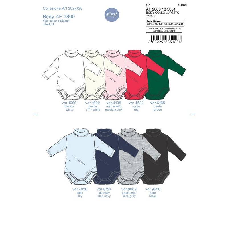 Tg.1m/3a Body Lupetto - Pcs. 3