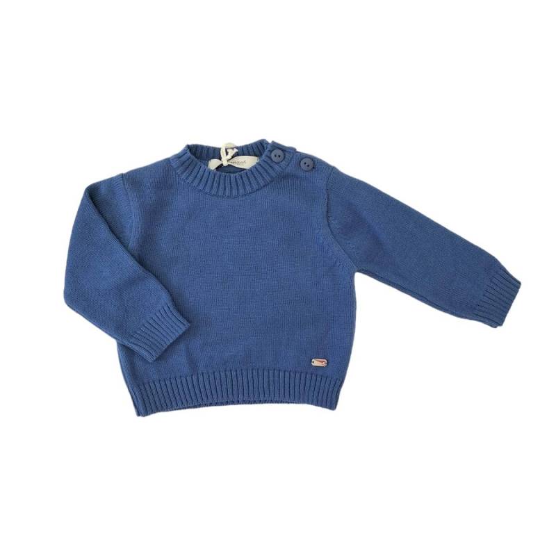 Baby-Pullover aus Baumwolle Ninnaoh blau Größe 3 Monate - 