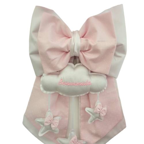 White and pink newborn baby bow -  2