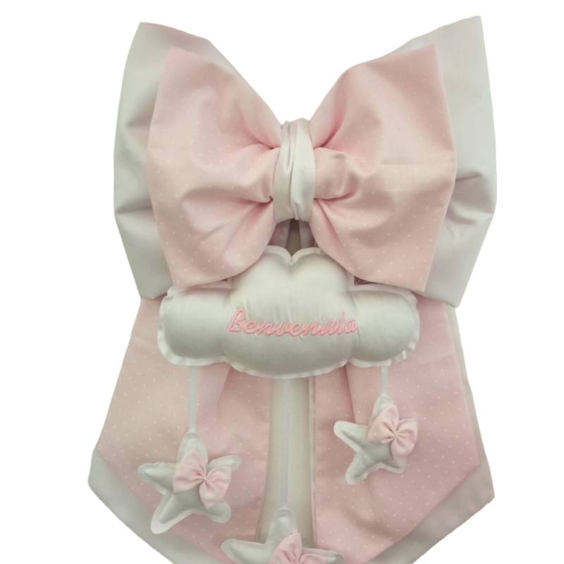 White and pink newborn baby bow - 