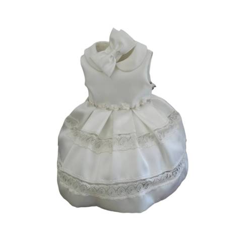 Vestido bautizo niña blanco 12 meses - 