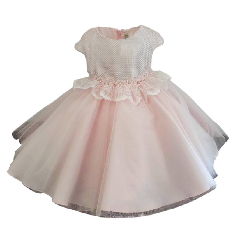 Ropa de bebé niña - Elegante vestido bebé niña 12 meses Barcellino rosa - Vendita Abbigliamento Neonato