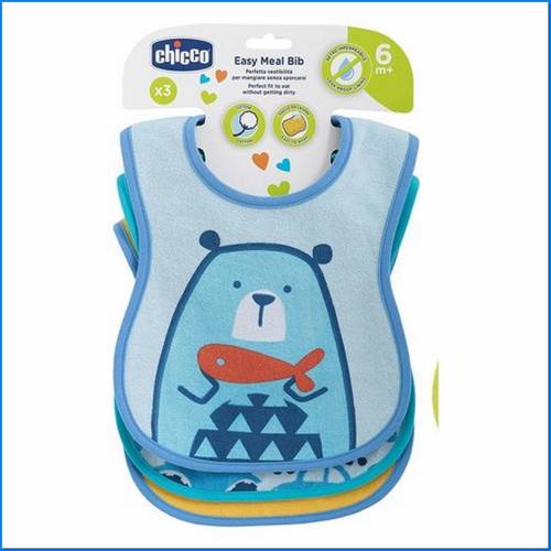 Babetes para bebés 6m+ 3pcs Azul claro