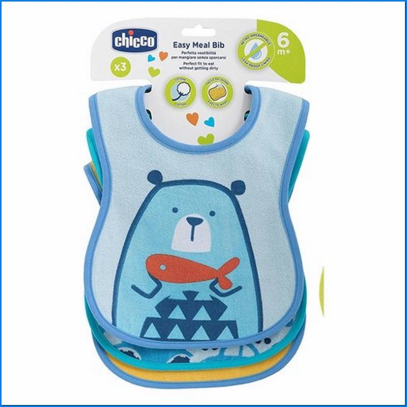 Baby Bibs 6m+ 3pcs Light Blue