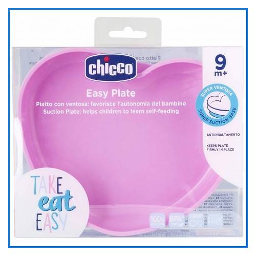 Piatto Cuore Con Ventosa Silicone Rosa