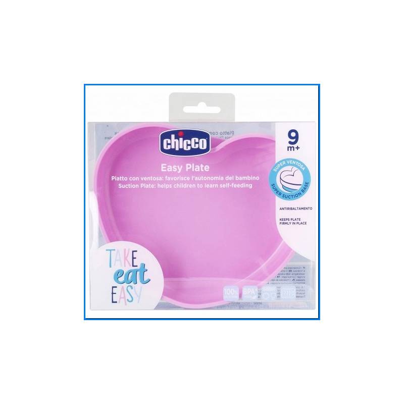 Piatto Cuore Con Ventosa Silicone Rosa