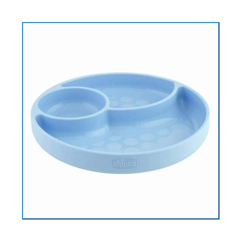 Piatto Silicone Con Ventosa Blu