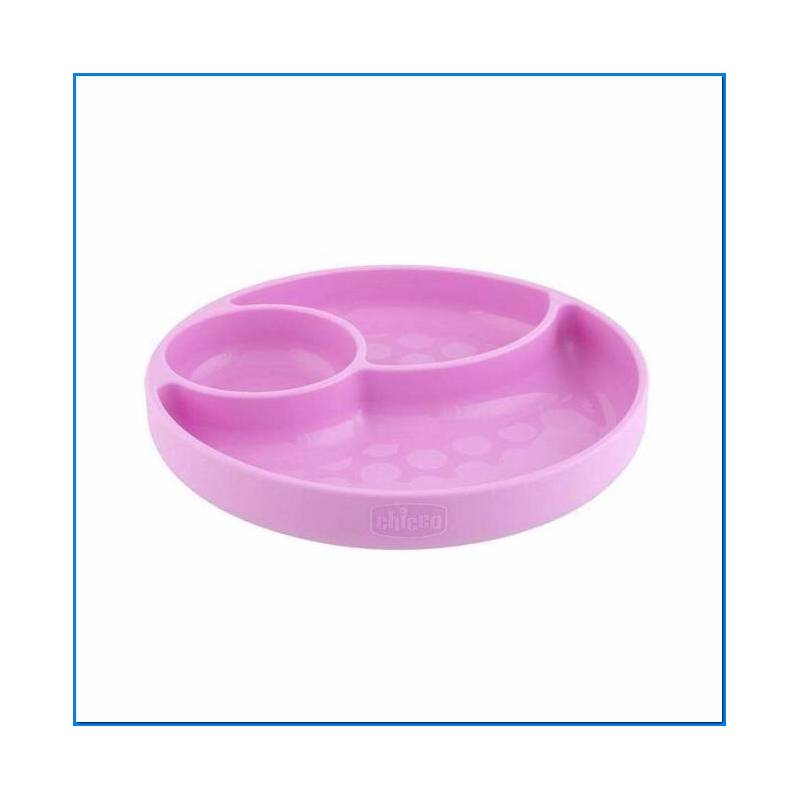 Assiette en silicone avec ventouse rose