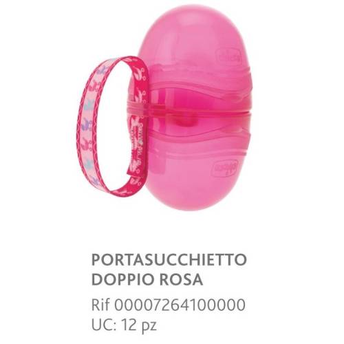 Porta-chupeta duplo cor-de-rosa