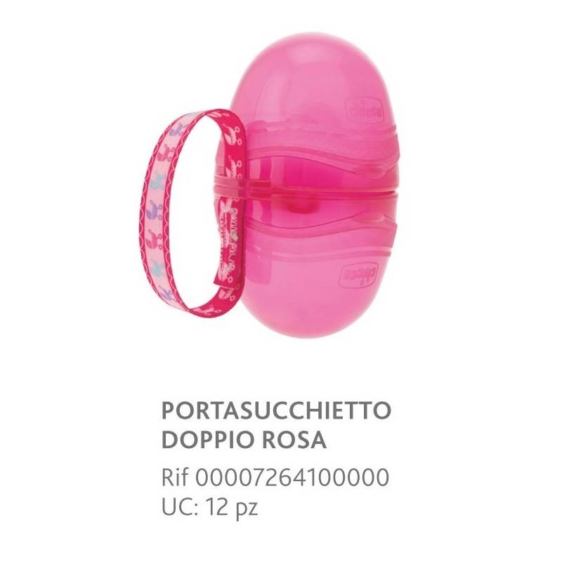 Porta-chupeta duplo cor-de-rosa
