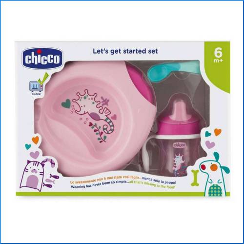 Conjunto de almoço 6m+ Colher C cor-de-rosa