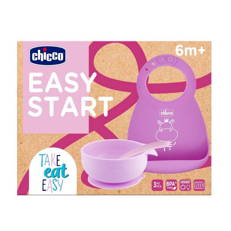 Set de comida de silicona 6m+ Rosa