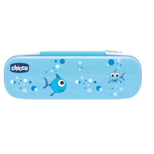 Juego de primeros dientes azules con flúor