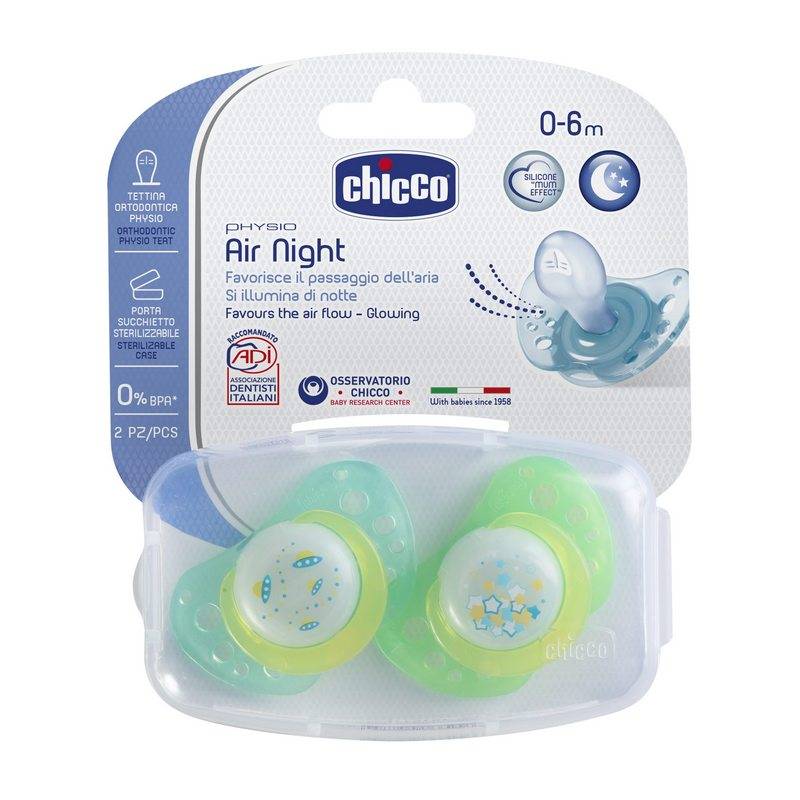 Chupete Air Lumi Sil 0-6m 2pcs C