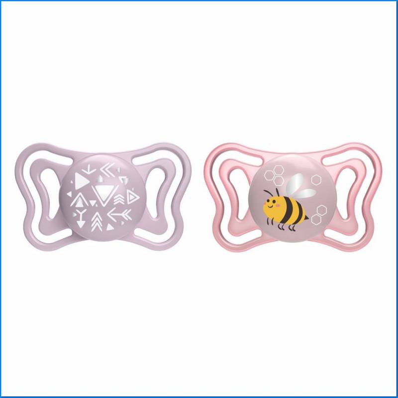 Soother Light Pink Sil 2-6m 2pcs Ac