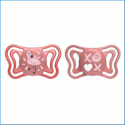 Sucette Rose Clair Sil 6-16m 2pcs Ac
