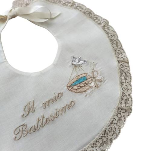 Babete de batismo creme com renda -  2