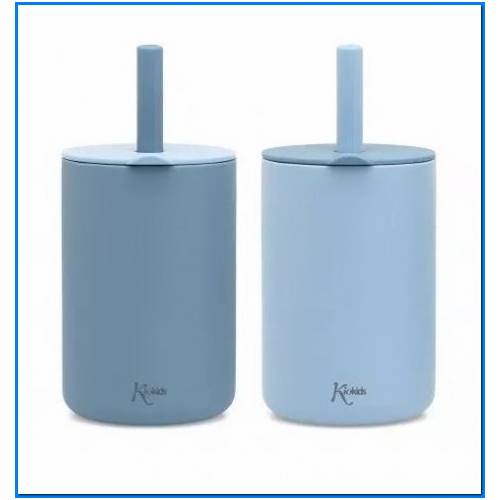 Copo 180ml Silicone Azul 2 Peças