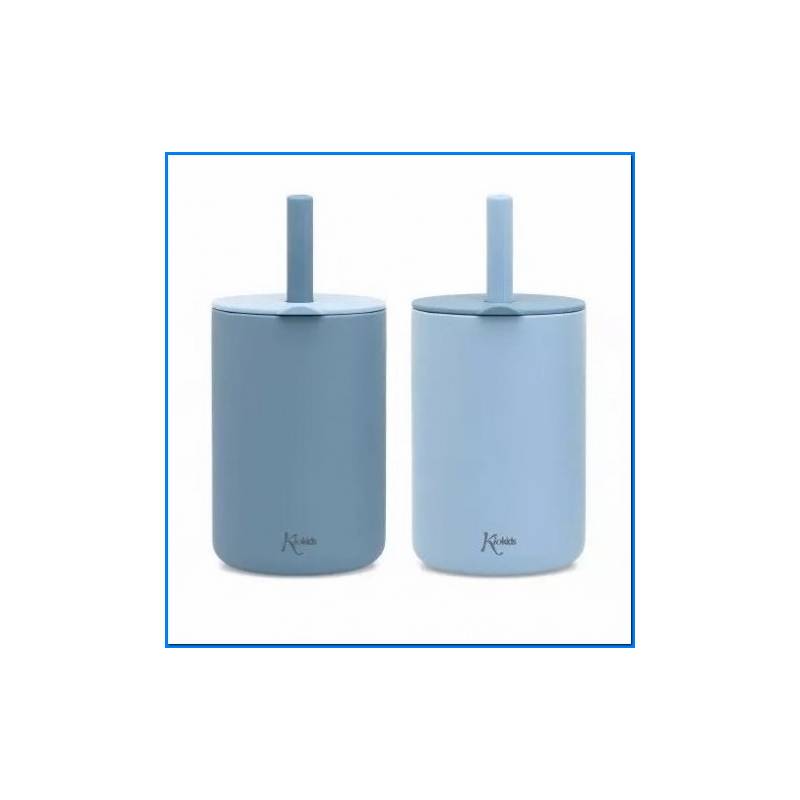 Copo 180ml Silicone Azul 2 Peças