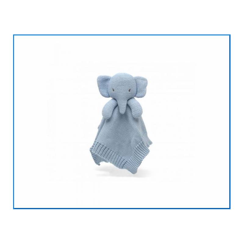 Doudou 25 Cm Éléphant en coton bleu