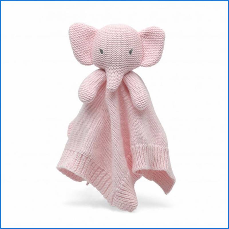 Doudou 25 Cm Éléphant en coton rose