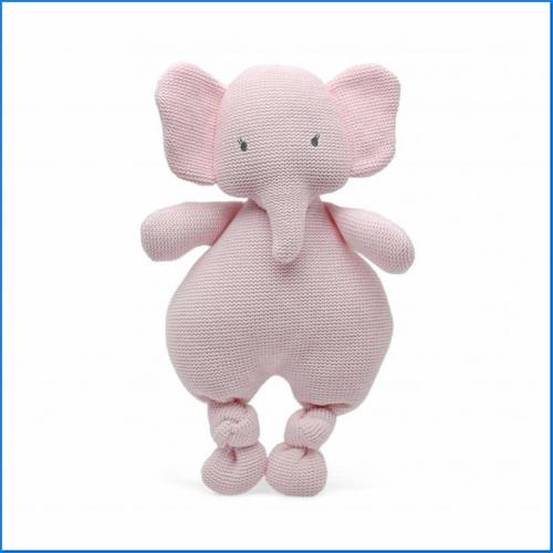 Eléphant 33 cm coton rose