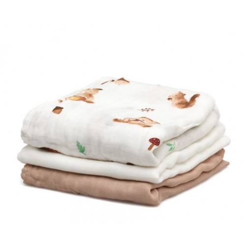 Muselina 70x70cms Bambu Marrón 3u