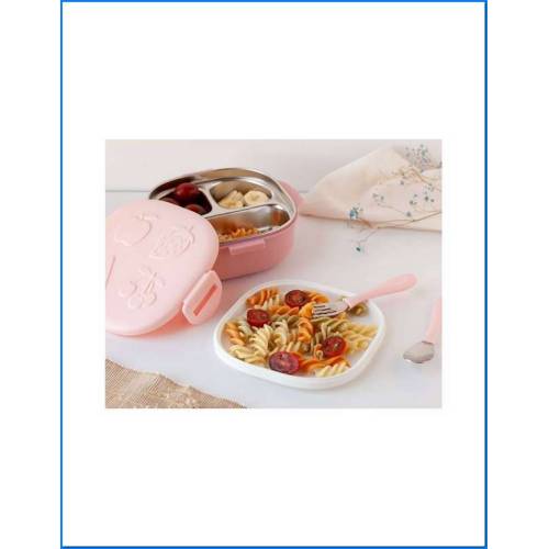 Lancheira em aço inoxidável cor-de-rosa