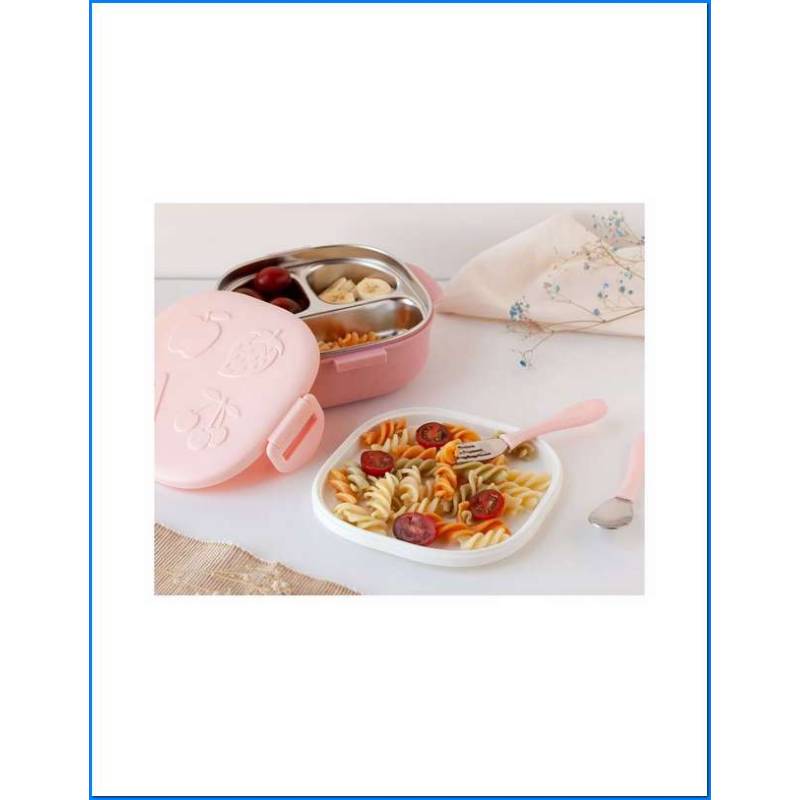 Lancheira em aço inoxidável cor-de-rosa
