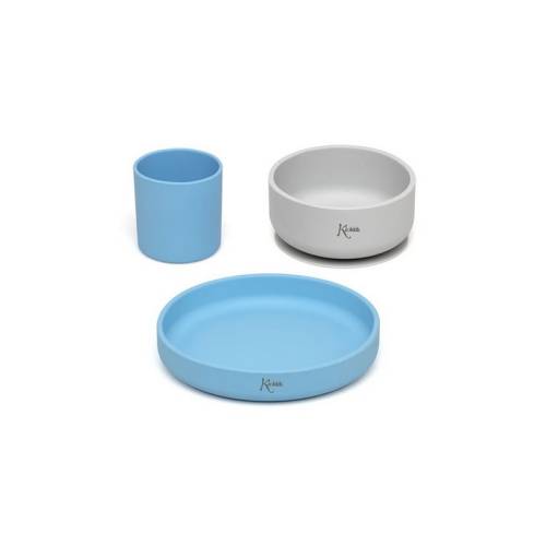 Conjunto de talheres de silicone azul e cinzento 2 As