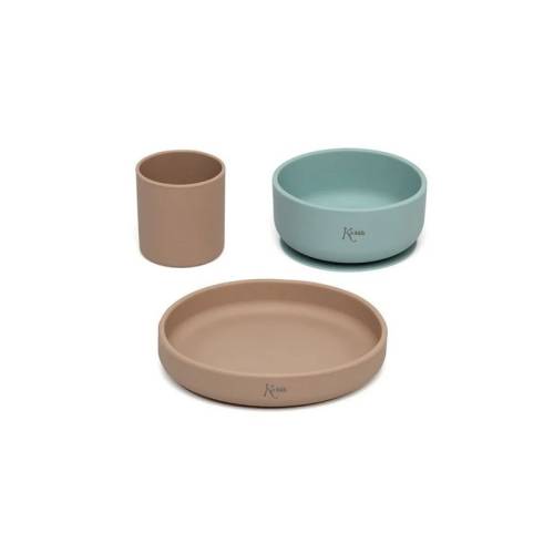 Silicone Tableware Set Green Beige 2 As