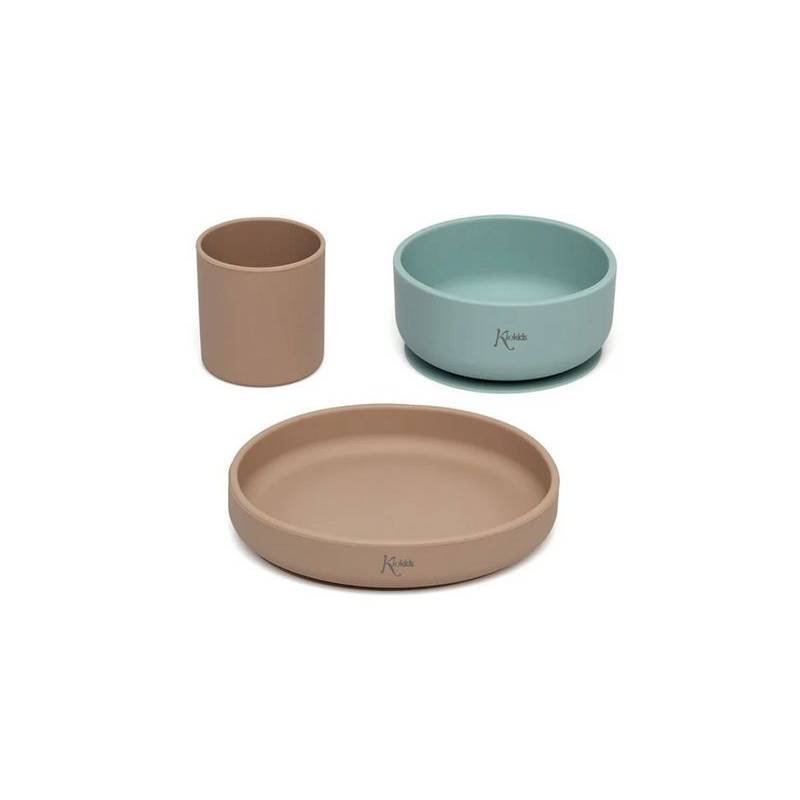 Conjunto de utensílios de mesa em silicone Verde Bege 2 As