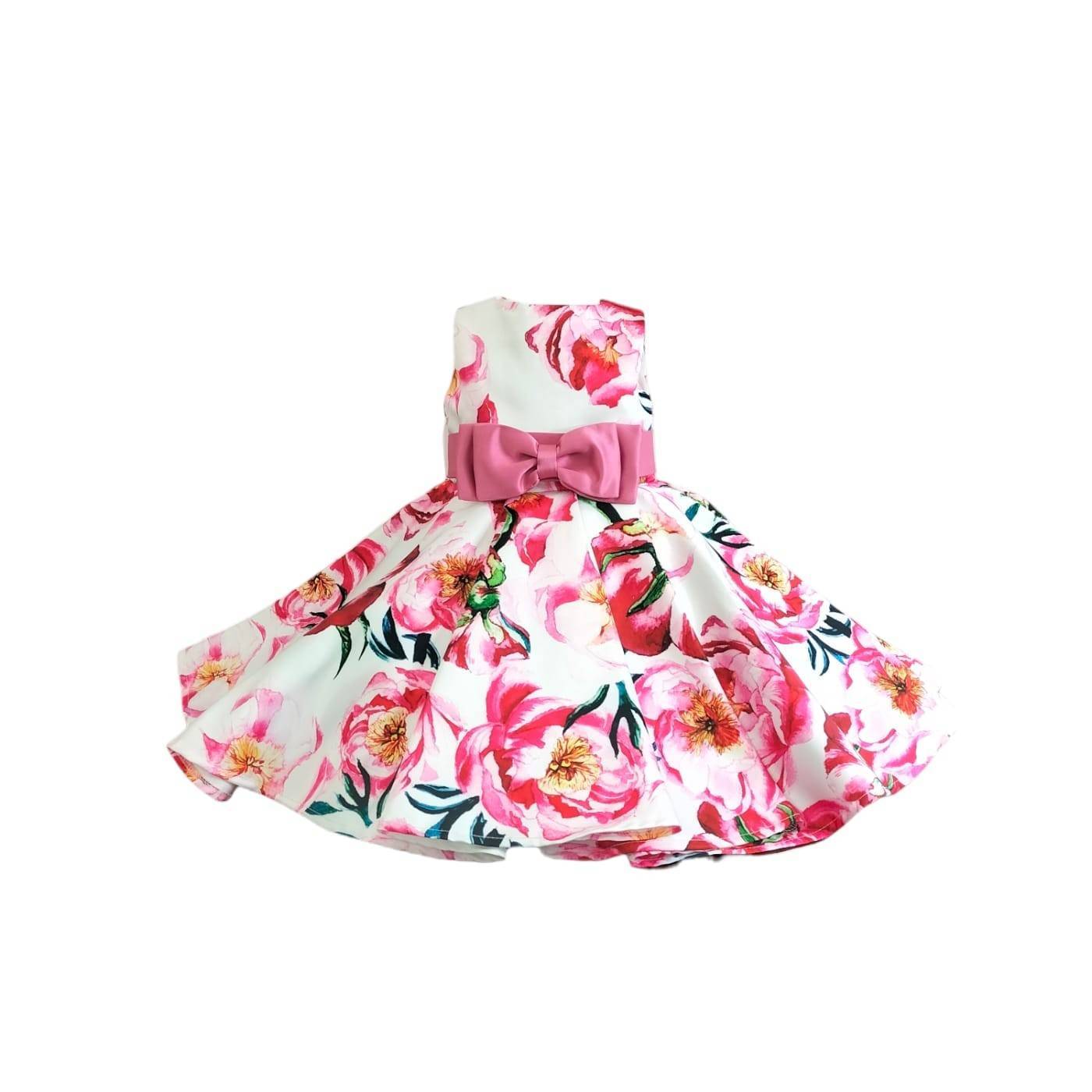 El gante robe pour petite fille 12 mois en satin de soie fleuri