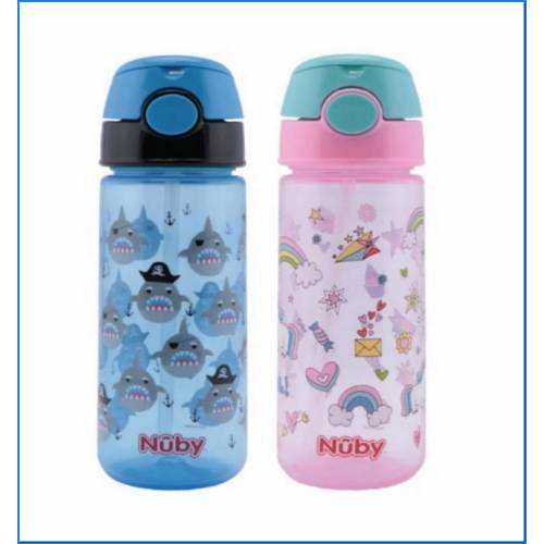 Wasserflasche mit Strohhalm - 530 ml