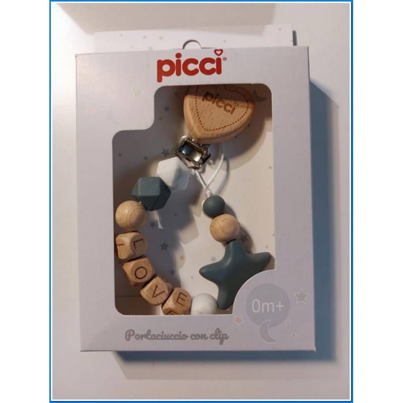 Portachupetes de madera gris