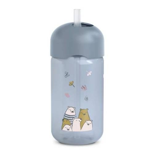 Taza con pajita azul claro